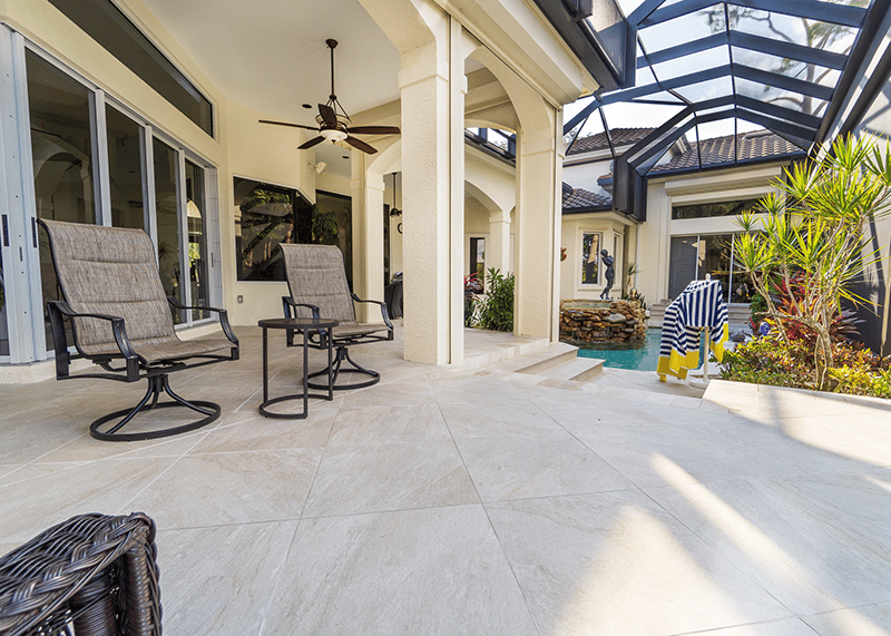 Porcelain Paver & Marble Coping Pool Deck Remodel