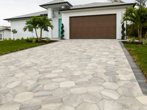 hexagon paver driveway by accurate pavers